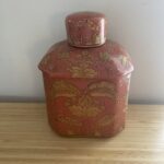 vintage hand painted porcelain chinese tea caddy or ginger jar