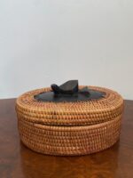 bird finial wicker trinket box