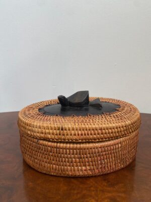 bird finial wicker trinket box