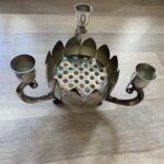Lotus flower candle holder, Ornate silver candelabra, Vintage silver candle holder